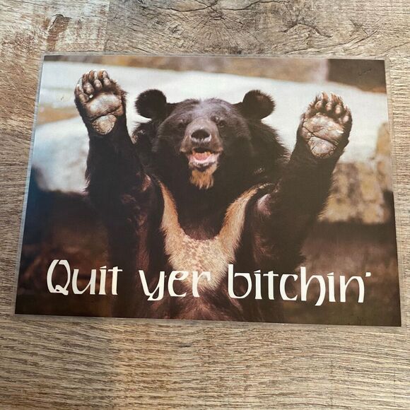 Vintage 1979 Russ Poster Message Mat Set of 3 8” x10” Bear Bunnies Chicken - Picture 7 of 11